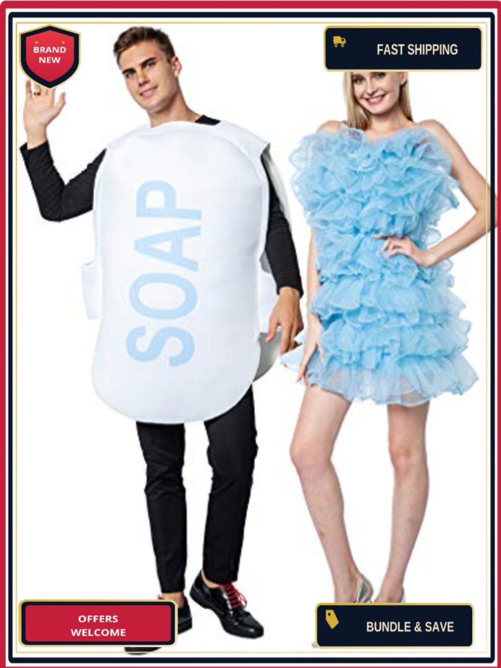 ReneeCho Loofah & Soap Couple Costume Adults Funny Dress Up Bath Set